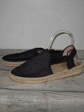 Black Shimmery Sling Back Espadrille 9 Made In Spain